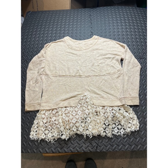 Free People Beach Shake It Oatmeal Lacey Pullover Tunic XS/S Boho Womens - Picture 8 of 10
